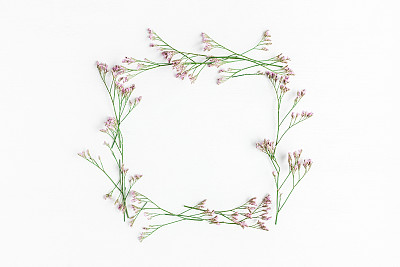 Flowers composition. Wildflowers on white background. Flat lay, top view