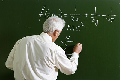 Professor at the blackboard