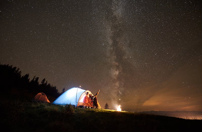 夜晚,山,在下面,夏天,星系,热,暗色,大篝火,浪漫,一个人预览效果