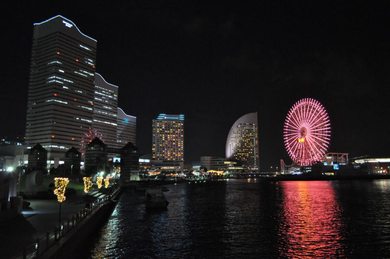 夜晚,横滨,水平画幅,无人,海港,商用码头,太平洋,城市,海洋,摄影预览效果