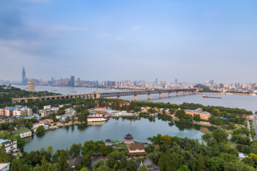 aerial view of wuhan city，china