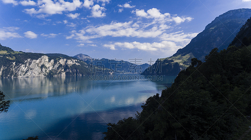 湖,地形,瑞士,山脉,水,天空,水平画幅,无人,夏天,户外