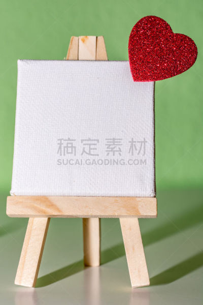 留白,画布,画架,心型,小的,垂直画幅,art deco风格,边框,消息,无人