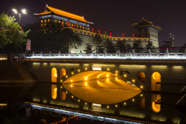 夜晚,西安,钟楼,过去,名声,水平画幅,建筑,无人,城市天际线,黄昏