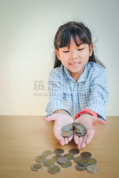 救球,概念,女孩,小的,亚洲,历书,垂直画幅,新的,储蓄,银行