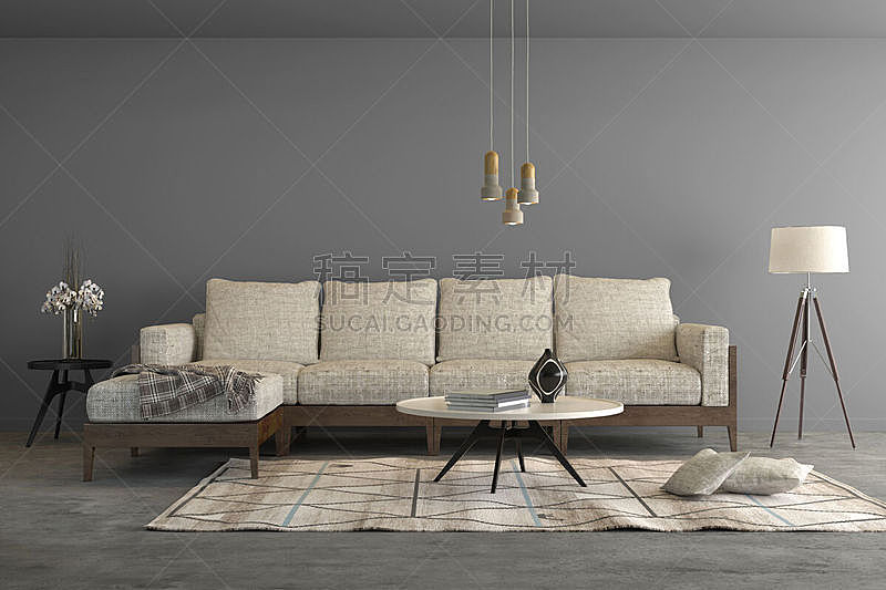 沙发,极简构图,起居室,米色,茶几,高对比度,小毯子,项坠,纺织品,地毯