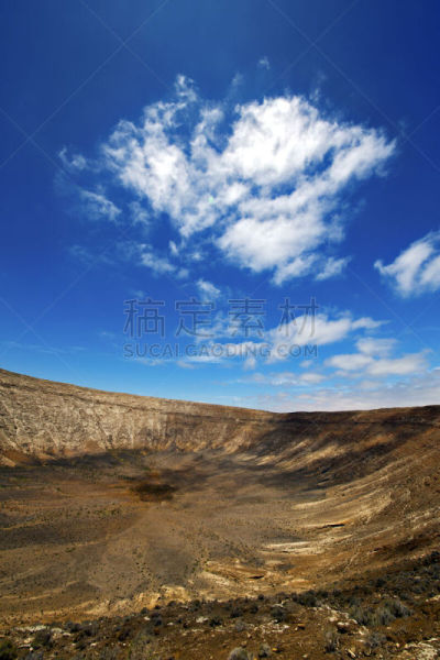 天空,夏天,石头,岩石,山,垂直画幅,兰萨罗特岛,沙子,仅一朵花,加那利群岛