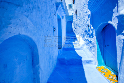 舍夫沙万,摩洛哥,麦地那区,柏柏尔人,壁画,门口,夏天,居住区,热带气候,城镇