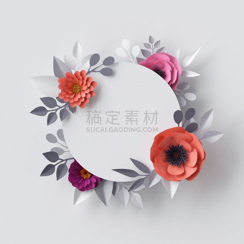 三维图形,圆形,边框,贺卡,模板,空白的,抽象,背景,纸花,花