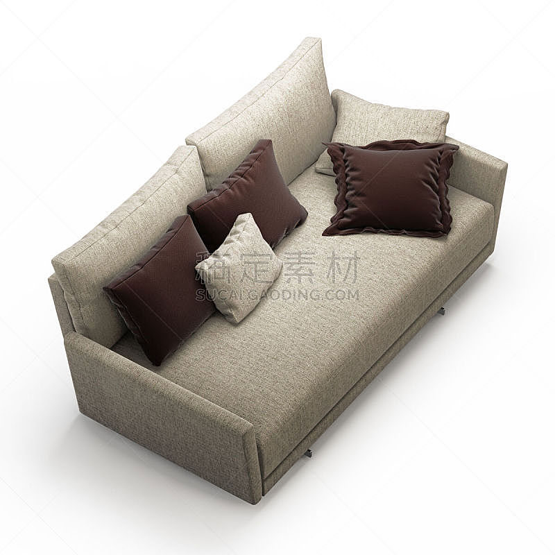 白色背景,枕头,双人沙发,一个物体,背景分离,纺织品,华贵,舒服,灰色,软垫