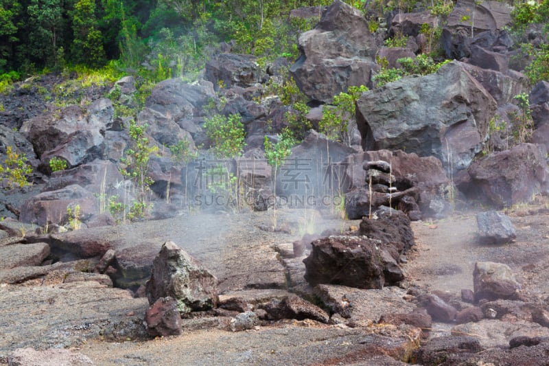 火山口,室内地面,烟,石头,夏威夷大岛,白色,玻利尼西亚,极端地形,浓烟,风管