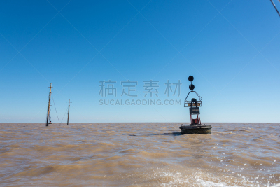 里约热内卢delaplata,河流,布宜诺斯艾利斯,水,天空,褐色,客船,浮标,水平画幅
