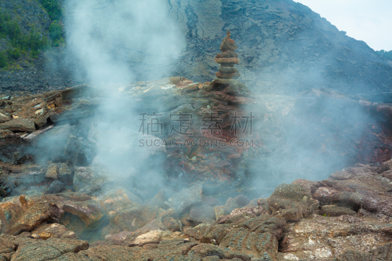 火山口,室内地面,烟,石头,夏威夷大岛,白色,玻利尼西亚,极端地形,浓烟,风管