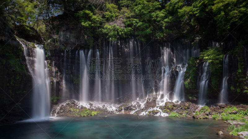 水,墙,自然,水平画幅,瀑布,shiraito falls,日本,户外,著名景点,东京