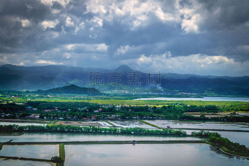 风景,农业,云景,自然界的状态,环境,云,草,自然美,稻田,湖