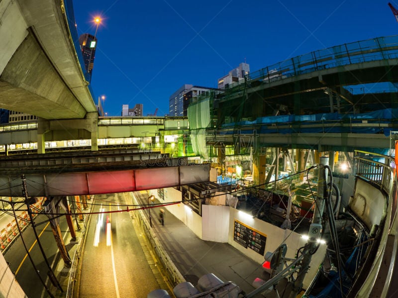 夜晚,涉谷区,东京,涉谷站,水平画幅,无人,户外,都市风景,建筑业