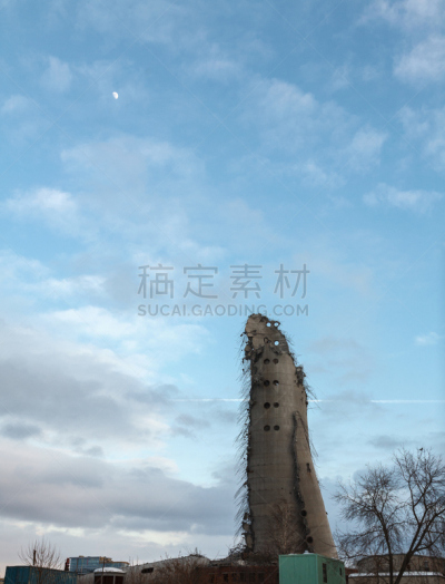 拆毁的,被抛弃的,塔,化石,奥林匹塔,2018,垂直画幅,古老的,户外,石材