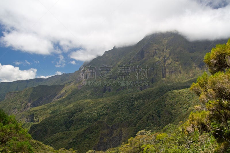 留尼汪（法属）,徒步旅行,天空,留白,水平画幅,无人,火山地形,马法提环岛,户外,云景