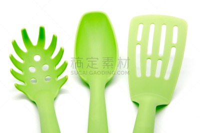 厨房器具,水平画幅,绿色,无人,白色背景,人造,塑胶,刮刀,工具,炊具
