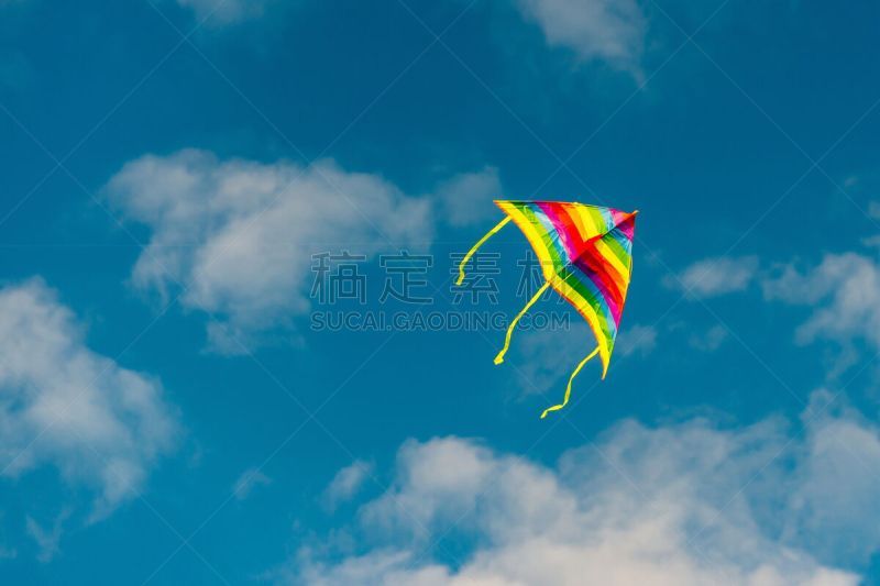 天空,风筝,彩虹,美,风,水平画幅,进行中,符号,情绪压力,夏天