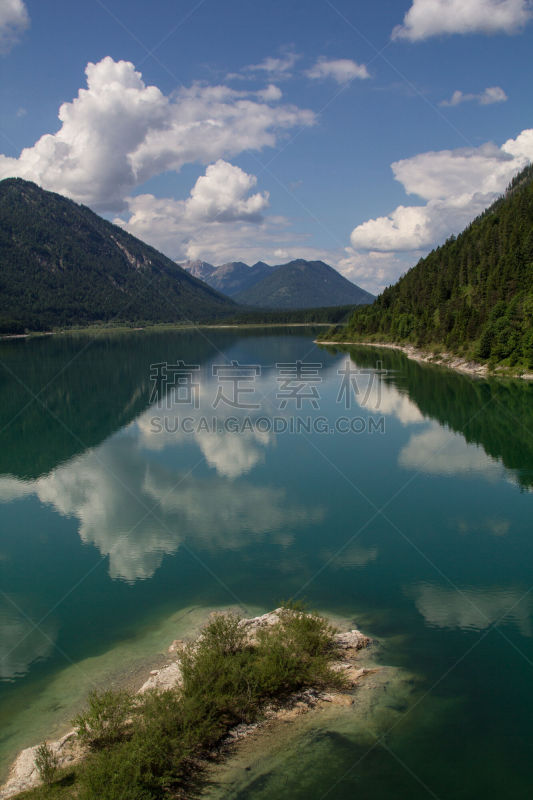 河流,巴伐利亚,德国,部分,sylvenstein lake,顶部,云,水库,著名景点,饮用水