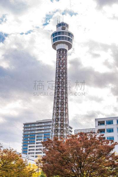 横滨,塔,海洋,垂直画幅,天空,公园,无人,蓝色,日本,户外