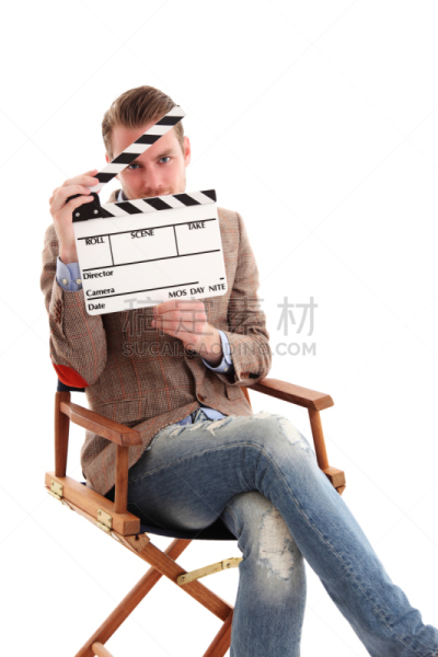 拿着,男人,影片摄制组,电影摄影师,传媒,毡尖笔,好莱坞,导演,椅子