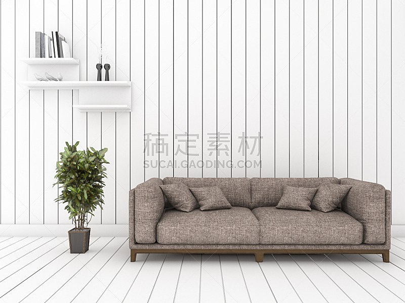 起居室,沙发,白色,极简构图,三维图形,木制,围墙,扶手椅,大厅,墙