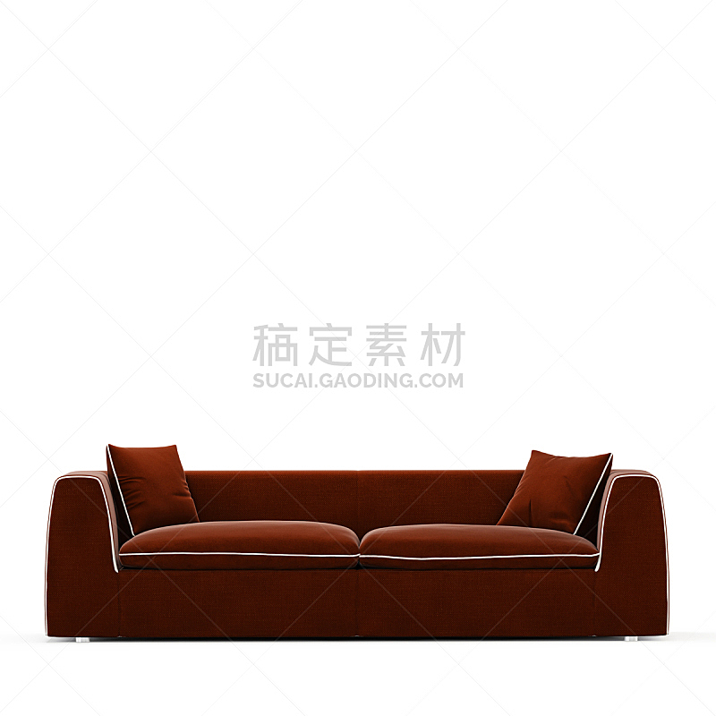 白色背景,枕头,褐色,双人沙发,一个物体,对称,背景分离,纺织品,华贵,舒服