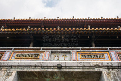 大门,中午,国际著名景点,越南,顺化,世界遗产,云,承天顺化,橙色,建筑物门