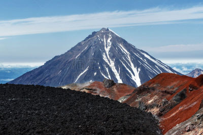 科里亚克火山,堪察加半岛,火山地形,风景,动作,阿瓦钦斯基火山,堪察加山脉,熔岩平原,喷气孔,活火山