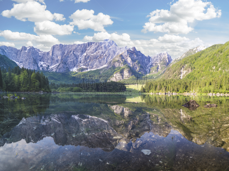 julian alps,早晨,湖,山,意大利,苏打,水,天空,水平画幅,户外