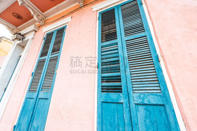 纽奥尔良,百叶窗,门,路易斯安那州,城市,成一排,建筑外部,粉色,城镇,美国