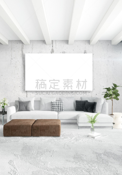 绘画插图,三维图形,卧室,木制,沙发,极简构图,银色,白色,室内设计师
