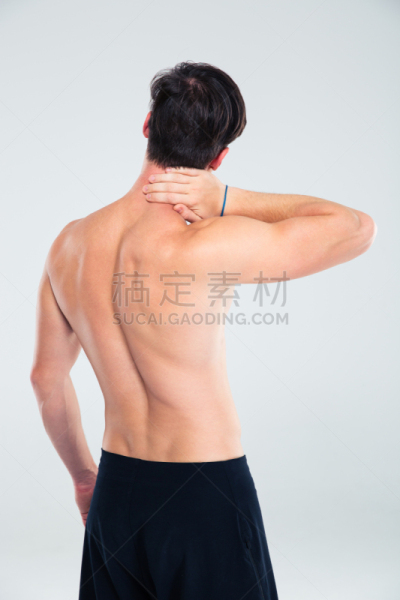 痛苦,男人,背面视角,注视镜头,脖子,垂直画幅,太空,近景,身体受伤,衣服