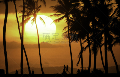 魔幻岛,美国,瓦胡岛,夏威夷,檀香山,天空,水平画幅,橙色,无人,太平洋岛屿