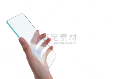 特写,拿着,玻璃,手机,一个人,留白,未来,水平画幅,电话机,白人