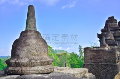 墨拉皮火山,爪哇,婆罗浮屠塔,视角,水平画幅,建筑,无人,日惹特区,佛塔,火山