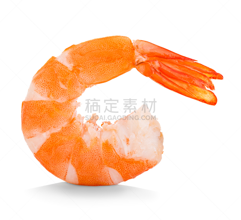 海产,明虾,白色背景,分离着色,黑色虎虾,煮食,水平画幅,开胃品,巨大的,膳食