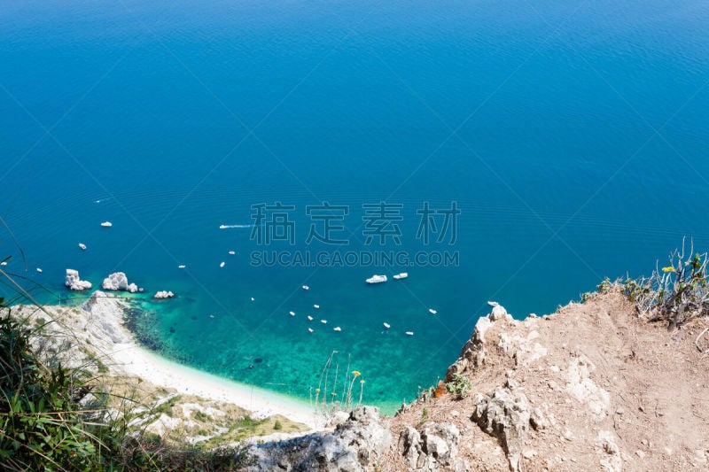 海滩,锡罗洛,意大利,蒙特,水,美,水平画幅,无人,海岬,夏天