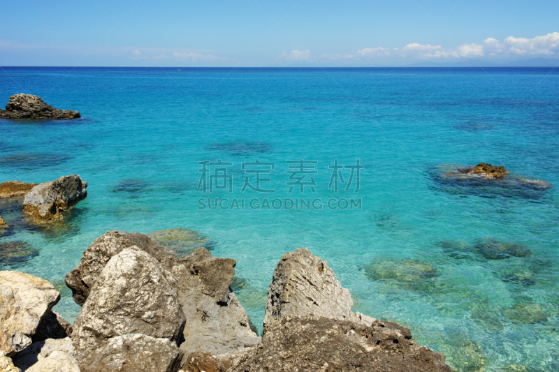 水,海滩,阿齐奥 尼基塔,蓝色,天空,度假胜地,水平画幅,沙子,无人,夏天