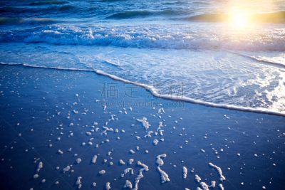 海浪,海滩,低视角,自然,水,美国,水平画幅,沙子,无人,黄昏