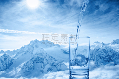 水,特写,冬天,山,地形,透明,云,背景,青绿色,玻璃