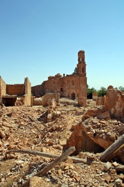 Ruins of the old town of Belchite, Zaragoza, Aragón (Spain).
