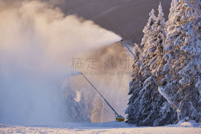 雪,炮,雪砲,吹雪机,增压式发动机,冬季服务,滑雪板,滑雪坡,水,人造的