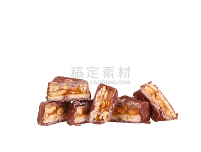 巧克力条,分离着色,白色背景,褐色,水平画幅,无人,巧克力,牛轧糖,小吃,图像