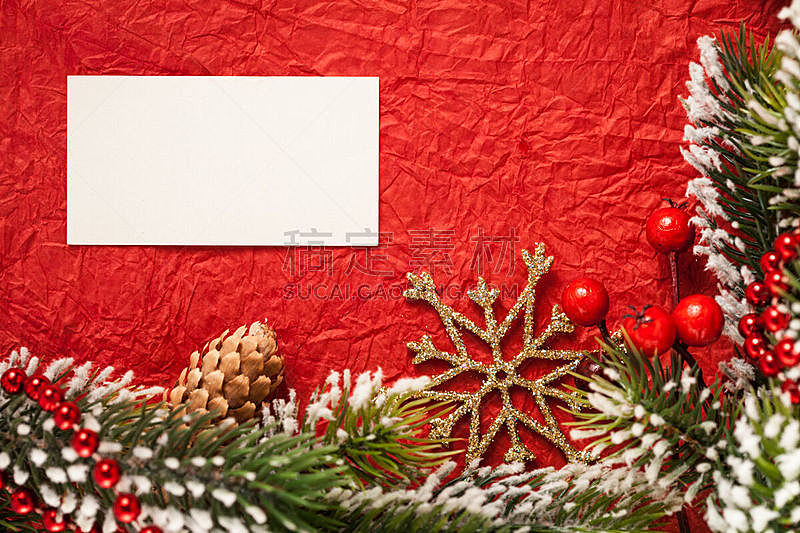 红色,边框,美,留白,水平画幅,无人,圣诞树,组物体,圣诞装饰
