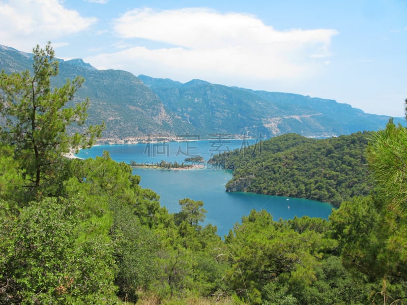 俄鲁丹尼斯,全景,海滩,土耳其,蓝湖,斐提耶,自然,水平画幅,无人,爱琴海