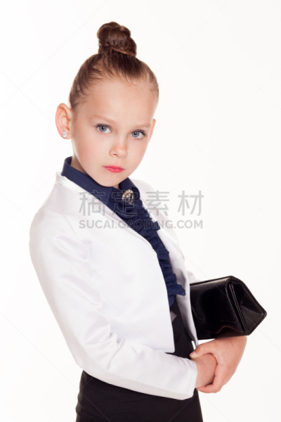 女孩,女人,商务,白色背景,模仿成人,仅婴儿,垂直画幅,美,无人