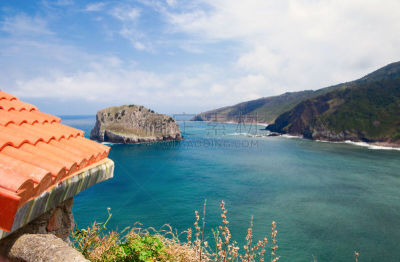 屋顶,海洋,海岸线,部分,岩石,伦敦塔,水,天空,水平画幅,无人